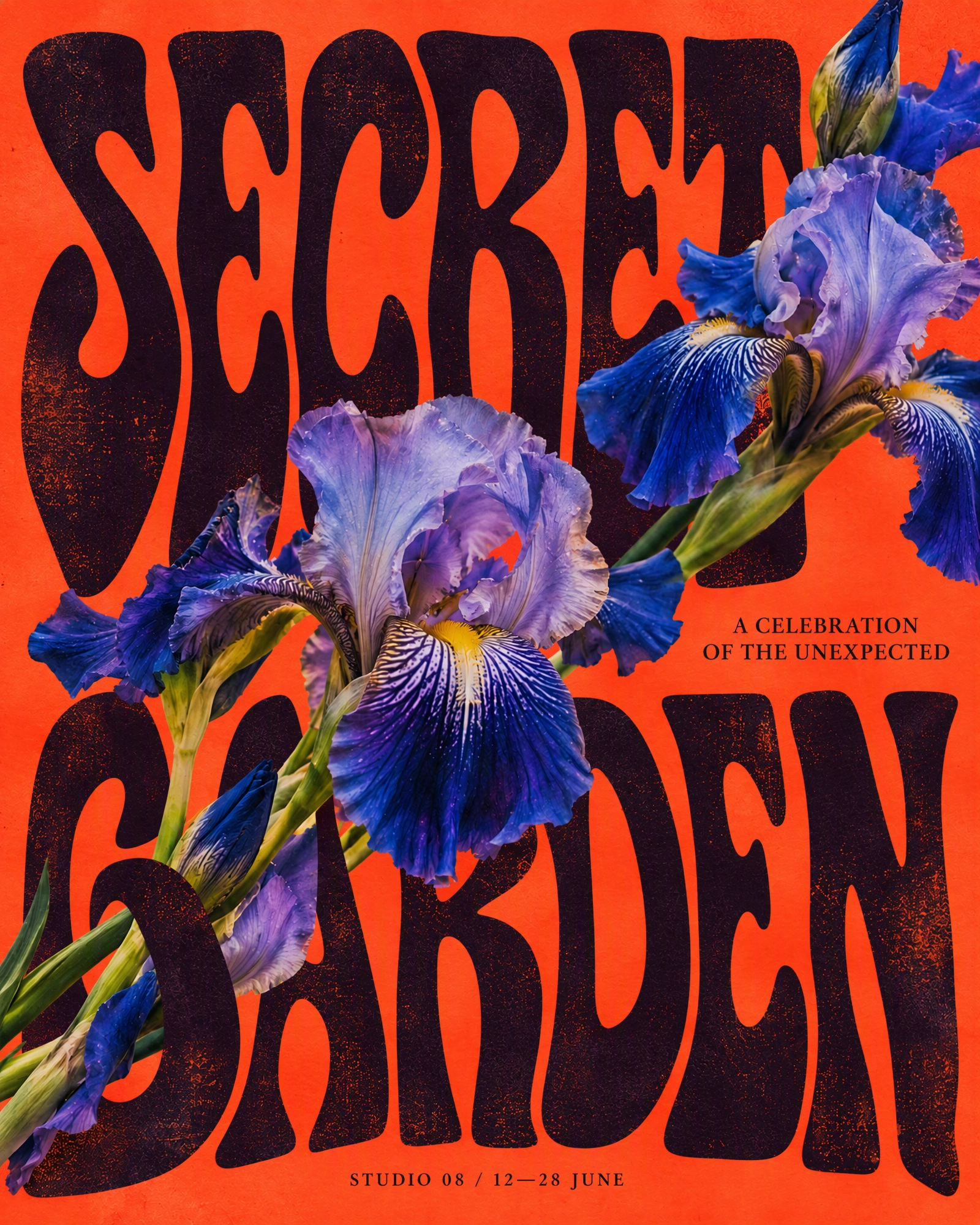 Secret Garden edited poster with the flowers overlapping the new lettering